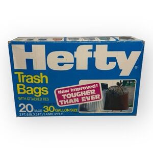 Vintage 1984 Hefty Trash Bags 30 Gallon NOS 20 Bags Sealed Prop Box